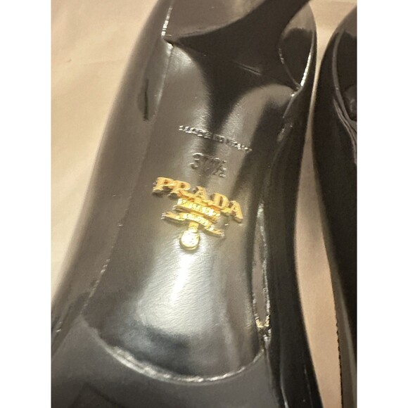 Auth Prada Black Patent Leather Heels Women’s Gorgeous Pumps Size 37.5-New - Picture 8 of 16
